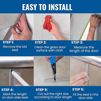 CBW Frameless Shower Door Side Seal Strip H-Type 180 Degree 85'' Length, Clear (4, 1/2'' Glass)