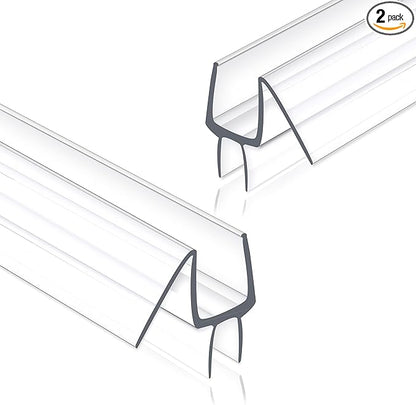 Frameless Shower Door Seal Strip 2 Pack x 39 Inch M Glass Shower Door Bottom Seal Strip for 3/8" Glass Shower Doors Sweep, Ultra-Clear Polycarbonate Stop Shower Leaks Create A Water Barrier