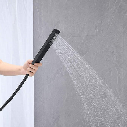 Freestanding Bathtub Faucet Tub Filler Black Floor Mount Bathroom Faucets Brass Single Handle with Hand Shower