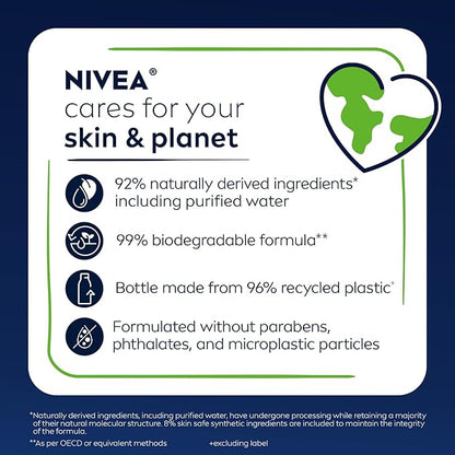 Nivea Men Maximum Hydration Body Wash for Dry Skin, Aloe Vera Enriched, 3-in-1 Moisturizing Body Wash, Face and Hair, Paraben Free, Vegan Formula, 30 Fl Oz Bottle