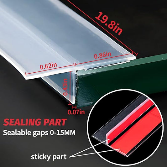 19.7Ft T-Shaped Clear Weather Stripping Door Seal, Door Draft Stopper Silicone Seal Strip, Weather Stripping for Shower Glass Gaps