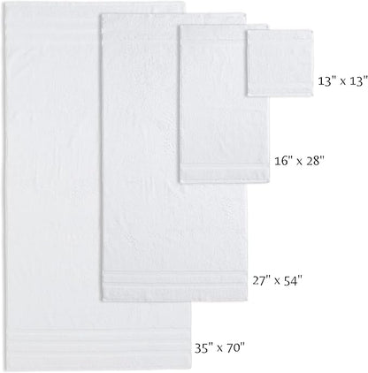 SOFE H&L | Olea Luxury Turkish Cotton Bath Towels Set of 6 : 2 Bath Towels 2 Hand Towels 2 Wash Cloths White | Thick, Premium, Soft, Durable, Absorbent - Hotel Quality Towel Sets for Bathroom