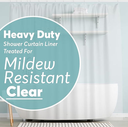 BigFoot Shower Curtain Liner – 72 x 72 PEVA Heavy Duty Shower Curtain with Rustproof Metal Grommet and 3 Magnetic Weights – Odor Free and Compatible with Standard Showers, Clear