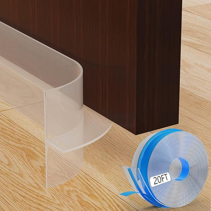 T-Shaped Silicone Door Weather Stripping for Side, 1.97 in x 20 Ft Door Draft Stopper Shower Seal Strip for Door Frame & Windows and Shower Sweep Gaps(Clear)