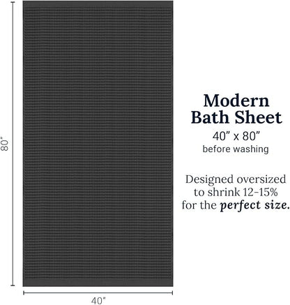 GILDEN TREE Waffle Bath Sheet Quick Dry Towel, Thin Luxury Bath Towels, Bath Sheets 40x80 Large Bath Towels, Modern Style (Faded Black)