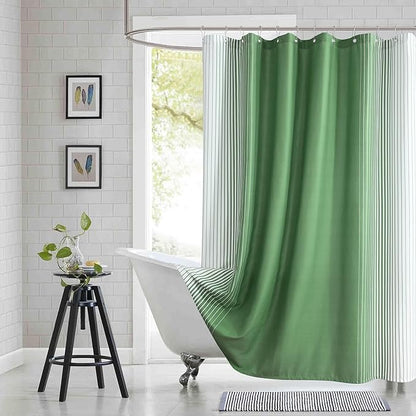 Green Shower Curtain, Sage Green and White Gradient Vertical Stripe Waterproof Polyester Shower Curtains for Bathroom, 72x72 Inches