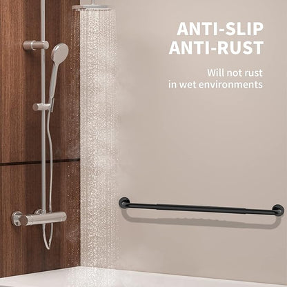 36 Inch Shower Grab Bar w/Anti Slip Rubber Grip, Munzong Black Stainless Steel Bathroom Grab Bar, Bathroom Balance Bar,Safety Handrail Support,Handicap Injury Elderly Senior Assist Bath Handle