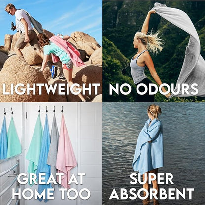 Dock & Bay Beach Towel - Quick Dry, Sand Free - Compact, Lightweight - 100% Recycled - Includes Bag - Essential - Deep Sea Navy, Extra Large (200x90cm, 78x35)