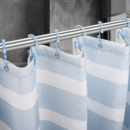 Titanker Shower Curtain Hooks, Rust Resistant Shower Curtain Rings for Bathroom, Metal Double Glide Shower Hooks Hangers for Bathroom Shower Rods Curtains, Set of 12 Hooks - Blue