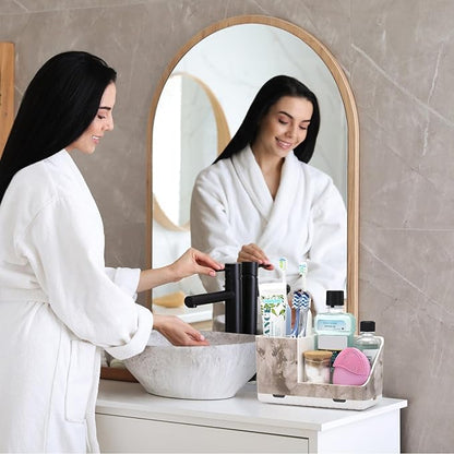 Toothbrush Holders for Bathroom Countertop Organizer, Kids Electric Toothbrush and Toothpaste Holder for Bathroom Organizers and Storage (White Marble Grain)