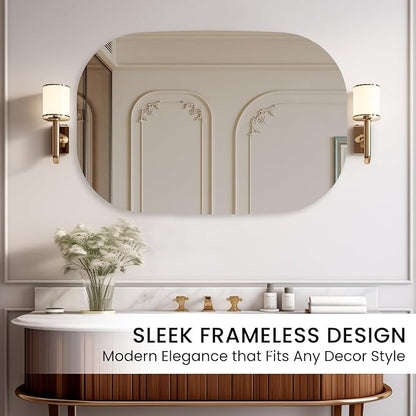 VASUHOME Frameless Bathroom Mirror, 20 x 32 Inch Wall Vanity Mirror, Large Wall Mounted Mirrors for Bathroom, Living Room, Bedroom