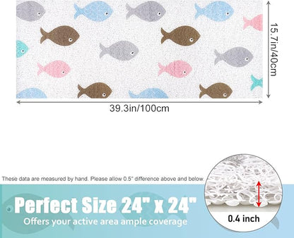 Bathtub Mat Shower Mat Non-Slip, 16x 39 Inch, Soft Comfort Bath Mat with Drainage Holes, PVC Loofah Massage Bathmat for Shower, Tub, Bathroom, Wet Areas, Quick Drying