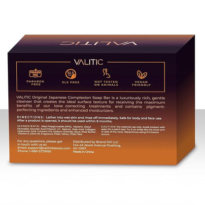 VALITIC Kojic Acid Dark Spot Remover Soap Bars with Vitamin C, Retinol, Collagen, Turmeric - Original Japanese Complex Infused with Hyaluronic Acid, Vitamin E, Shea Butter, Castile Olive Oil (3 Pack)