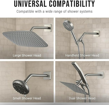 G-Promise All Metal 10-Inch Shower Arm with Flange, Wall-Mounted Stainless Steel Shower Pipe Replacement for Fixed and Handheld Shower Heads, Brushed Nickel