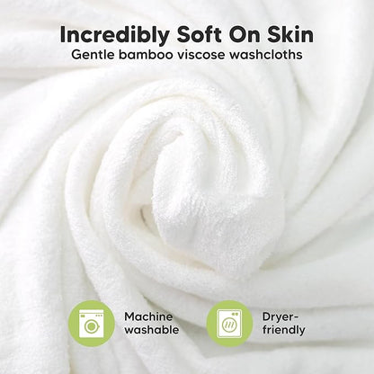 6-Pack Baby Washcloths - Soft Absorbent Viscose from Bamboo Wash Cloths for Babies, Kids, Toddlers, Infant, Newborn Bath Towels, Gentle on Sensitive Skin, 10x10 Reusable Face Towels (Khaki)