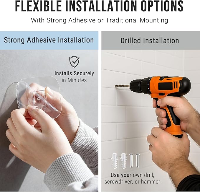 G-Promise All Metal Handheld Shower Head Holder, Adjustable Wall Mount Shower Wand Bracket, Strong Adhesive Disc Mount or Drill Installation (Brushed Nickel)