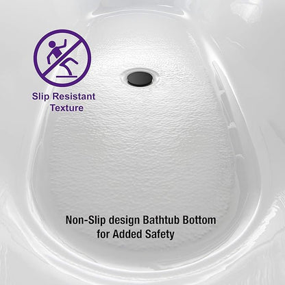 WOODBRIDGE 54" Freestanding White Acylic Soaking Bathtub with Matte Black Drain and Overflow,Black,B1807-MB