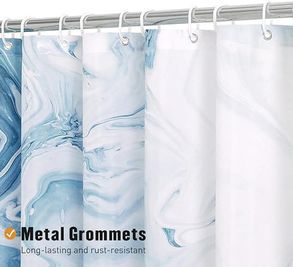 MitoVilla Blue Marble Long Shower Curtain 72 x 78, Abstract 78 inch Long Fabric Shower Curtain for Chic Luxury Bathroom Decor, Modern Ombre Watercolor Shower Curtains 78 inch