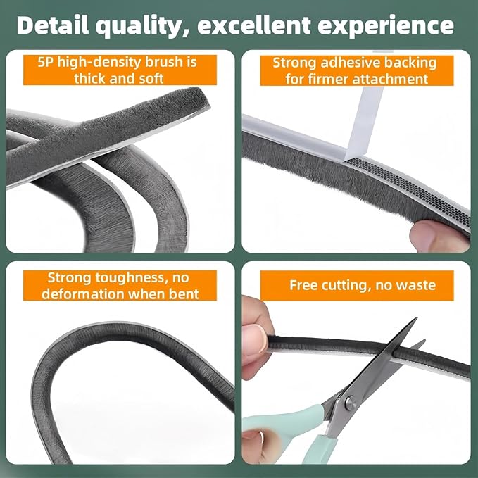 Window Weather Stripping Door Seal, 16.5FT Self-Adhesive Soundproofing Weather Strip for Exterior Door Frame Window Winter Insulation Noise Cancelling Window Inserts, 0.35in x 0.59in, Gray