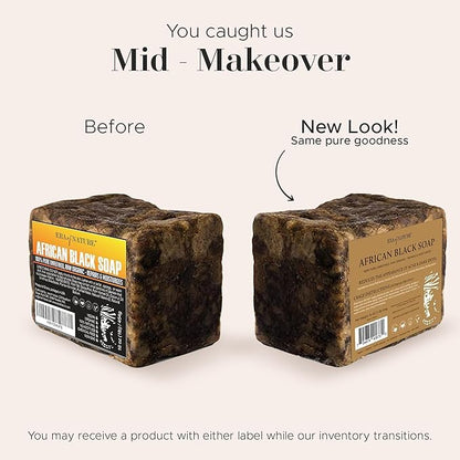 era of nature Best Raw ORGANIC AFRICAN BLACK SOAP, for Dry Skin and Skin Conditions. Pure & Natural Ingredients, Imported From Ghana - 2lb (32oz)