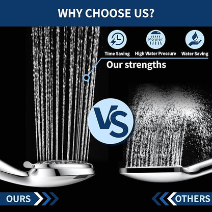 Hand Held Shower Head, High Pressure 6 Spray Mode Handheld Showerhead, Chrome Shower Head with 59 Inch Stainless Steel Hose and Adjustable Bracket