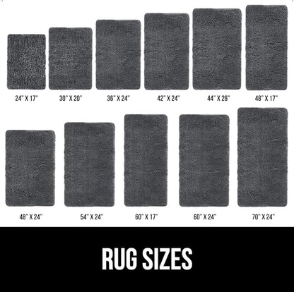 GORILLA GRIP Bath Rug Mat 60x24, Soft Absorbent Chenille, Quick Dry Microfiber Mats, Rubber Backing Washable Shower Floor Rugs, Bathmat Runner, US Designed Bathroom Home Decor Accessories Charcoal