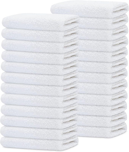 GOLD TEXTILES 120 Pack Economy White Washcloths Set (12x12 inches) - Cotton Blend Commercial Grade Cleaning Rags, Quick Drying & Soft Face Cloths, Fingertip Towels for Bathroom, Spa, Gym, and Kitchen