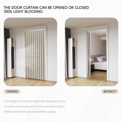 100% Blackout Fabric Folding Door Curtain with Magnetic Closure - Accordion Style for Sliding Doors, Closets,Wardrobe and Temporary Door Solutions Doorway Curtains（W42 x L78, Off White 1 Panel）