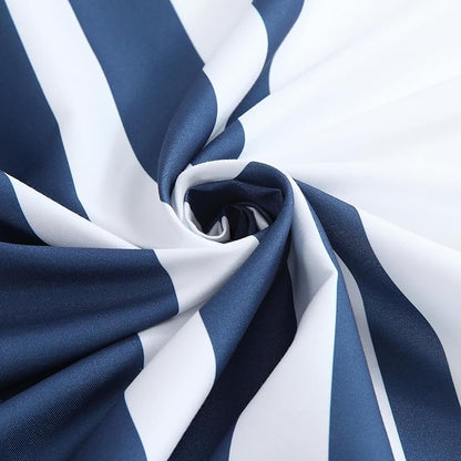 Blue and White Striped Shower Curtain 72x78 Inches, Waterproof Fabric with Modern Gradient Lines, 12 Rustproof Grommets & Weighted Hem