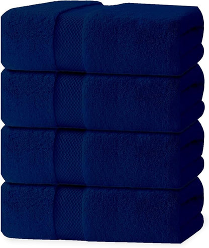 100% Cotton Bath Towel Set, Set of 6 Bath Towels, 2 Bath Towel, 2 Hand Towels, 2 Wash Cloths for Showering, Highly Absorbent Bathroom Set, Super Soft & Quick Dry Towels for Bathroom, Navy Blue