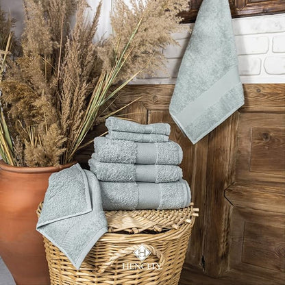 Hencely Premium Bath Towel Set of 4-28x58 Inches - High Absorbency, Quick Drying - 100% Soft Turkish Cotton Towels - Ideal for Home, Bathroom, Hotel, Spa, and Gym - Light Green