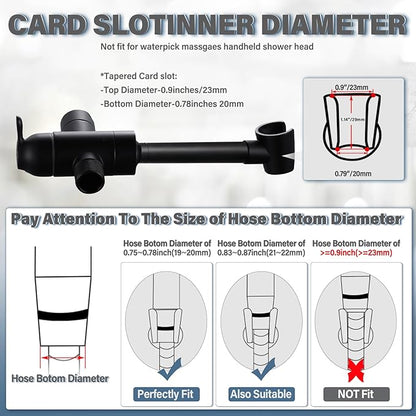 YDmeet All Metal Shower Diverter Valve With HandShower Holder - Upgraded 3 Way Shower Head for Handheld and Fixed Rain Showerhead - Universal G1/2 Arm, Bathroom Part, Matte Black