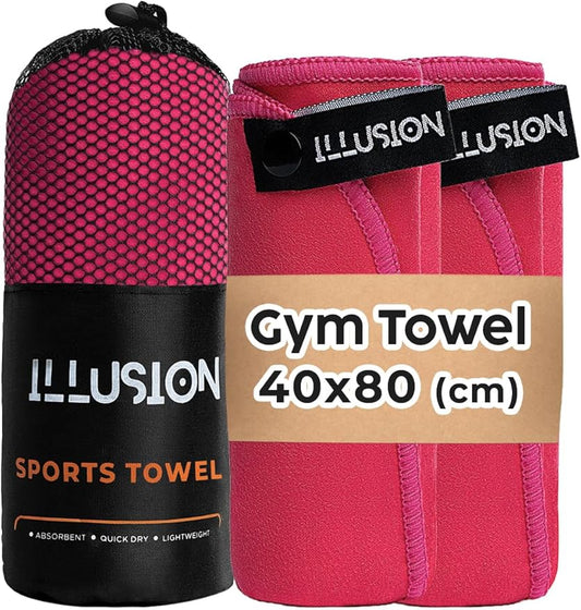 illusion Small Microfiber Gym Towels for Men and Women Active Sports (32" L x 16''W)-Lightweight Quick Dry Gym Towel for Sweat-Workout Towels Ideal for Yoga, Camping, Running, and Outdoor Activities
