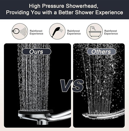 2.5 gpm Magnetic Shower Head with Handheld:High Pressure10-setting Shower Head,Magnetic Bracket,59 Inches Stainless Steel Showerhose,Magnetic Shower Base,1.8 gpm flow control valve.(Chorme)
