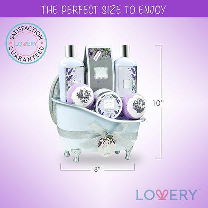 Christmas Gift Baskets for Women Bath Gift Set for Women, Bath and Body Spa Set Lavender and Jasmine with Large Bath Bombs, Salts, Shower Gel, Body Butter Lotion, Bath Oil, Bubble Bath, Loofah & More