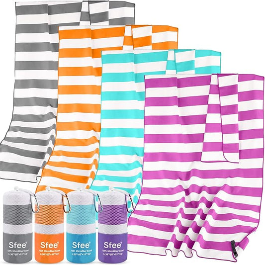 Sfee 2 in 1 Microfiber Beach Towel, Quick Dry Towel Camping Travel Towel Super Absorbent Compact Lightweight Sports Towel Gym Towels Set for Beach, Gym, Hiking, Pool, Backpacking, Bath, Yoga