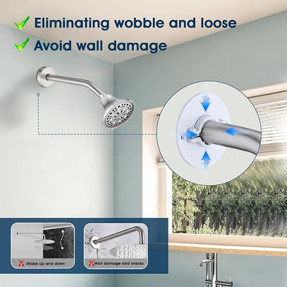 10 Inch Shower Arm with Flange and Stabilizer Bracket, Wall Mounted Shower Pipe Arm 304 Stainless Steel For Fixed Shower Head & Handheld Showerhead, Brushed Nickel