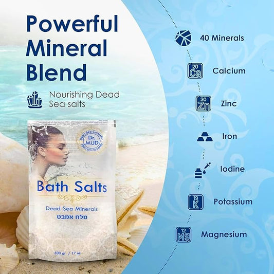 Natural Dead Sea Salt 100% Mineral-rich Bath Soak, More Minerals Than Epsom Salt, Deep Relaxation, Detox, Exfoliates & Softens Skin, Helps Psoriasis, Eczema, Joint & Muscle Pain (42.3 oz, Green Apple)