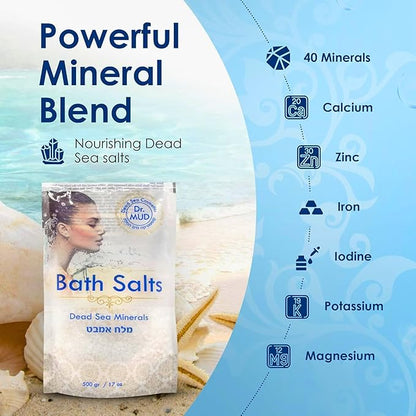 Natural Dead Sea Salt 100% Mineral-Rich Bath Soak, More Minerals Than Epsom Salt, Deep Relaxation, Detox, Exfoliates & Softens Skin, Helps Psoriasis, Eczema, Joint & Muscle (42.3 oz, Rose)