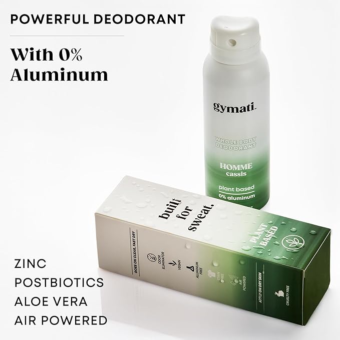 Gymati Fitness Body Deodorant Spray Aluminum Free - Men & Unisex - Pack of 2