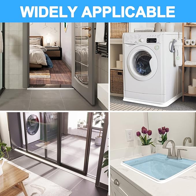 Duzzy 75 Inch Collapsible Shower Threshold Water Dam, Ideal for Wheelchair Accessible, Suitable for Accessibility ADA Handicap Showers