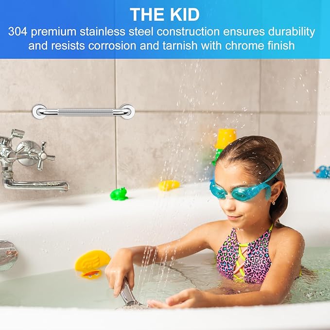 supregear Grab Bars for Bathtubs and Showers, Anti Slip Bathroom Grab Bars for Seniors, 304 Stainless Steel Safety Shower Handle, Toilet Handicap Elderly Assist Bathroom Wall Handle, 12 inch