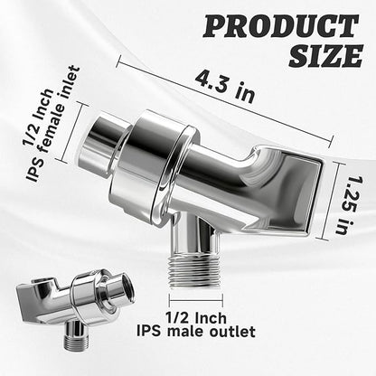 Plastic Shower Head Holder for Hand Held Showerhead Adjustable Shower Arm Mount for Connecting Shower Arm and Shower Hose，Premium ABS Bracket with Stainless Steel Swivel Ball Joint Connect(Chrome)