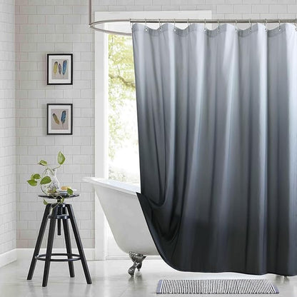 90 Inch Fabric Shower Curtain, Extra Long Grey Ombre Waterproof Shower Curtains for Bathroom, 72" W x 90" H