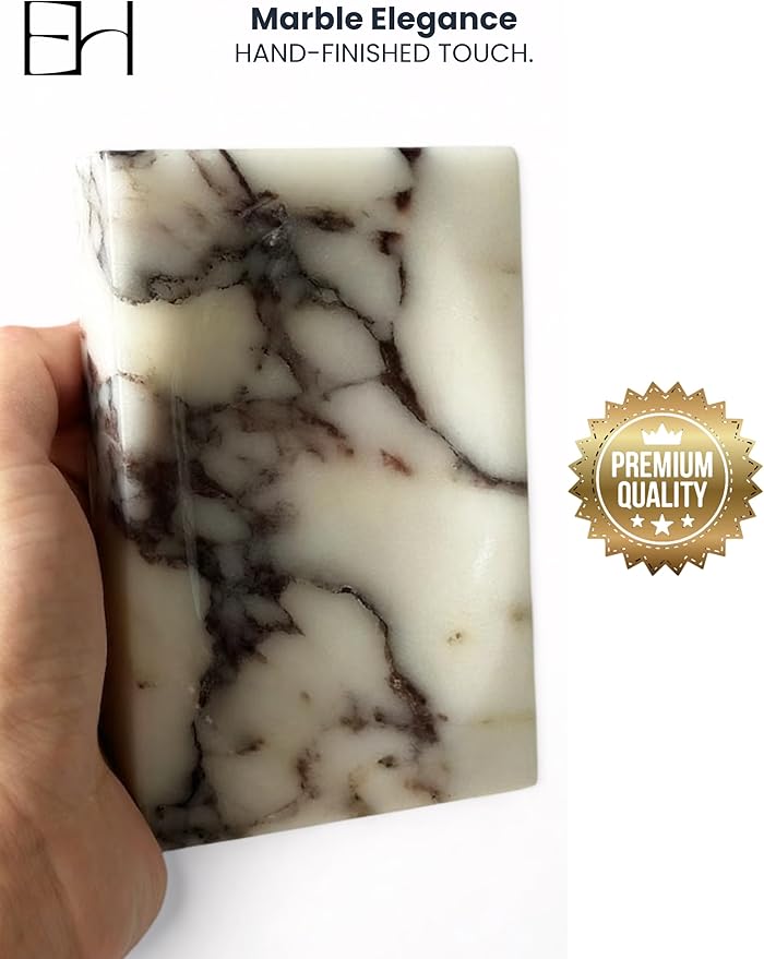 Marble Soap Dish for Shower - Stone Soap Tray Holder, Natural Soap Bar Holder Countertop Caddy, Marble Bathroom Accessories (Calacatta Violet P)