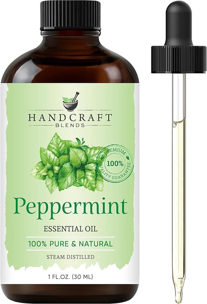 Handcraft Blends Peppermint Essential Oil – 1 Fl Oz – 100% Pure and Natural – Premium Grade Essential Oil for Diffuser and Aromatherapy, Skin, Massage, Candle and Soap Making Fragrance