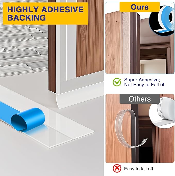 Weather Stripping 16.4FT(L) x 2in(W) Door Draft Stopper Silicone Seal Strip for House and Glass Shower, Door Sweep for Collision and Gaps of Doors and Windows, Weatherproof Soundproof (Black)