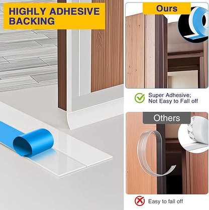 Weather Stripping Extra Thick 2mm Door Draft Stopper 16.4 FT(L) x 2 in(W) Bottom Seal Strip for House and Glass Shower, Windows, Weatherproof Soundproof Silicone Door Sweep for Collision and Gaps
