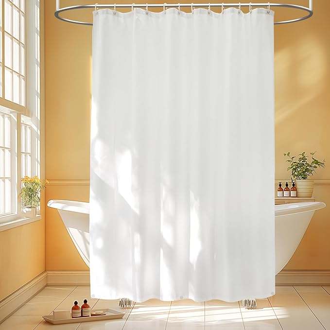 72 x 84 inch Extra Long Waterproof Fabric Shower Curtain Liner with 3 Extra-Large Magnets, Washable Cloth Shower Liner Solid White, Hotel Quality Bathroom Long Shower Curtain Lightweight