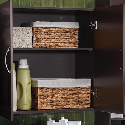 SoBuy Wall Cabinet Laundry Room, Medicine Cabinet for Bathroom Kitchen Garage,Floating Cabinet Hanging Storage with Adjustable Shelf, Brown FRG231-BR